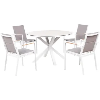 Beliani Gartentisch Set 4-tlg. Weiß/Grau/Beige