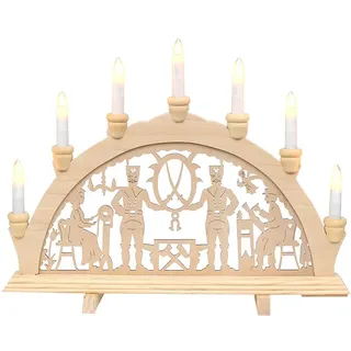 Wichtelstube-Kollektion Holz Schwibbogen Bergleute Lichterbogen Weihnachten, handwerklich hochwertige Weihnachtsdeko,45 x 4 x 33 cm