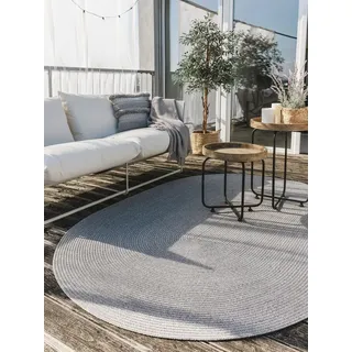 benuta Outdoorteppich Nandi, oval, Höhe: 5 mm, In- & Outdoorteppich, Robust für Garten, Terrasse, Balkon, Küche grau 120 cm x 170 cm x 5 mm
