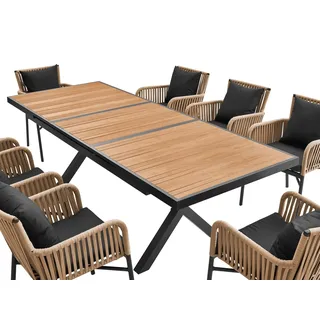 Komplettes Gartenmöbel-Set – Ausziehbarer Esstisch 180–240 cm und 8 Stühle