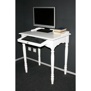 Sekretär mit Tastaturauszug Computertisch PC Tisch Holz massiv weiß Landhausstil