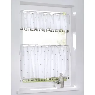 Kutti Scheibengardine Bindebänder 120 x 25 cm Beige/Weiß 1 St