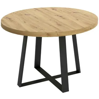 Dmora Fester-Tisch Carone, Mehrzweck-Esstisch, runder Tisch für die Küche oder das Esszimmer, 120 x 120 x 75 cm, Nodi-Eiche
