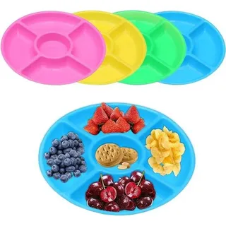 Plastik Snackboxen Set mit 5 Kästchen, runde Fruchtkom für Obst, Nüsse, Süßigkeiten, herstellbar aus Plastik - Bunt