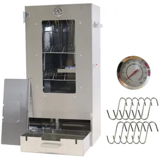 Eurocatch Räucherofen 80,5 cm - Mit Sichtfenster und Thermometer | Für Fisch und Fleisch, für Holz, Gas oder Elektro, inklusive Räucherhaken und Fischrost
