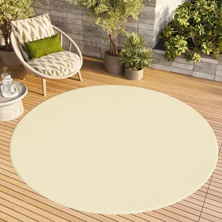 TAPISO Mono Rund Teppich Kurzflor Indoor Outdoor UV-beständig Creme Einfarbig Wohnzimmer Schlafzimmer Kinderzimmer Modern Design ÖKO-TEX 240 x 240 cm