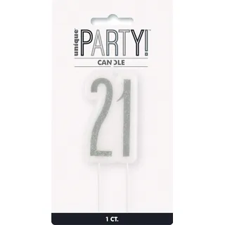 Kerze zum 21. Geburtstag - Glitzer Schwarz & Silber Geburtstag