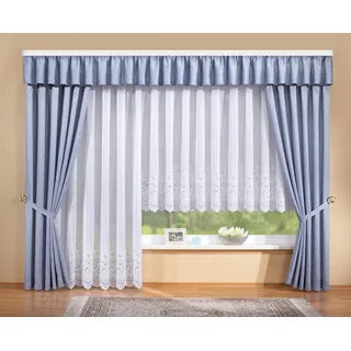 Stickereien Plauen Gardine Alena (1 St), Kräuselband, transparent, veredelt mit echter Plauener Spitze Stickerei weiß 300 cm x 175 cm