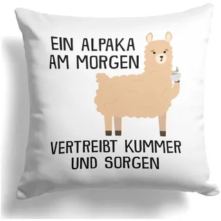 22Feels Dekokissen Alpaka Lustig Deko Süß Tier Geschenk Frauen Männer Couch Humor, Deko mit Persönlichkeit weiß