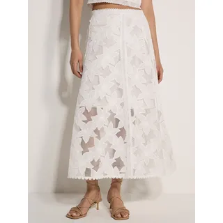 Apricot A-Linien-Rock Damen Blumen-Spitze 42