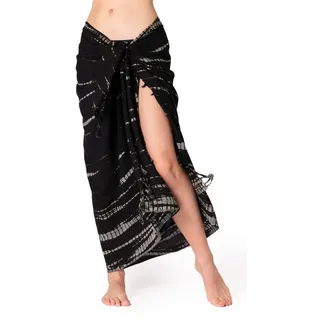 PANASIAM Sarong Tie-Dye Sarong aus hochwertiger Viskose Strandtuch für Damen & Herren, Viskose, Wickeltuch Strandkleid Bikini Cover-up für den Urlaub Pareo Wickelrock schwarz