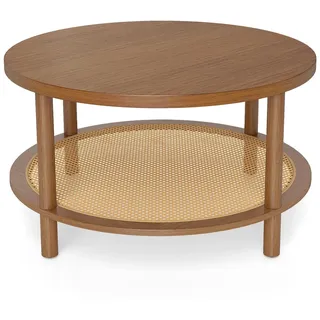 Costway Runder Couchtisch Braun Walnuss 80 x 80 x 45 cm