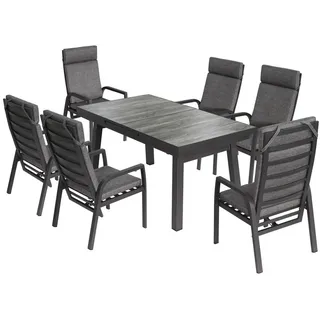 bellavista - Home&Garden® Gartenlounge-Set »Sydney 1« Gartenmöbel Set ausziehbar Sitzgruppe Outdoor Garnitur, (Set, 7-tlg), Aluminium, für 6 Personen, Ausziehtisch, wetterfest - Garten, Terrasse grau