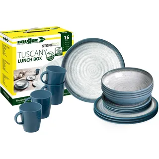 BRUNNER Geschirr-Set Lunchbox Tuscany, Melamin, Melamin Anti-Slip Stone Touch