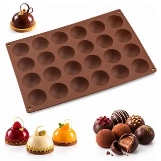 CEJAS 1 Silikonform mit 24 Halbkugel-Vertiefungen – 3,8 cm Durchmesser – Ideal für Pralinen, Eisbomben, Mini-Kuchen, Fondant & Gelee – Vielseitig & Wiederverwendbar