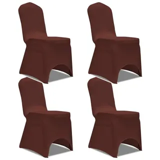 furnicato Hussen-Set Stuhlabdeckung Braun bis 100 cm Höhe, 4er Set, Polyester-Elasthan, Dehnbare Stuhlhussen, waschbar bei 40 °C für Hochzeiten und Messen braun