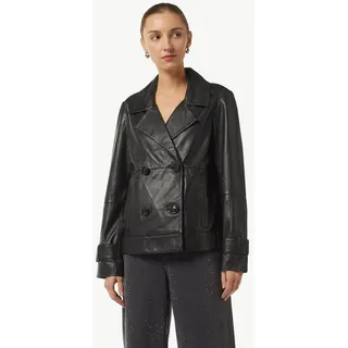 comma Funktionsjacke Outdoor-Jacke Caban-Jacke aus weichem Leder schwarz