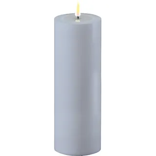 Deluxe Homeart LED Real Flame Outdoor Stumpenkerze staubig blau, Ø7,5 x H20cm, staubig blau