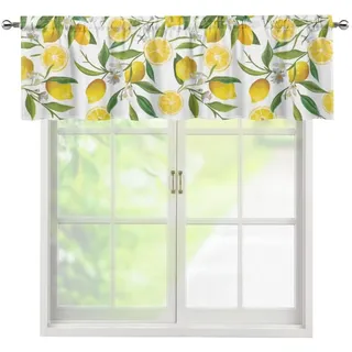 Binienty Zitronen-Küchenvorhänge, Volant, Stangentaschen, kurze Vorhänge, Fensterbehandlung, Weihnachtsdekoration, Fenster für Wohnzimmer/Schlafzimmer/Badezimmer, 137,2 x 45,7 cm