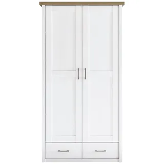 Lomadox Kleiderschrank LUND-78 Pinie weiß Nb./Trüffel Eiche Nb. 106/201/55 cm braun|weiß