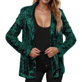 Glitzer Jacke Damen Bunt Party Blazer Pailletten Pailletten Jacke Elegant Cardigan Karneval Kostüm Fasching Blazer Glitzer Silvester Outfit Langarm Sakko
