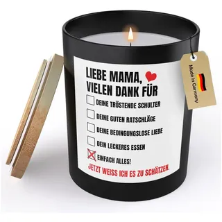 22Feels Duftkerze Deko Mama Geschenk Mutter Muttertag Geburtstag Weihnachten Frauen, MADE IN GERMANY, Europäisches Sojawachs, Handgegossen schwarz