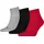 Unisex Quarter Socken 3er Pack Schwarz/Grau/Rot 47-49