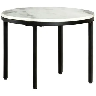 vidaXL Couchtisch Weiß und Schwarz Ø50 cm Echter Marmor - Weiß