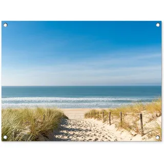 MuchoWow© Gartenposter 80x60 cm Outdoor Bilder Gartendeko für draußen Wetterfest Garten Deko Terrasendeko Banner Draußen Bild Dekoration Strand - Meer - Düne - Sand - Sommer