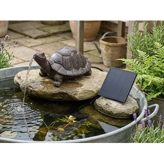 Arnusa Wasserspeier Solar Springbrunnen Schildkröte mit Pumpe Wasserspiel Teich, Teichdekoration Gartenfigur Komplett-Set braun