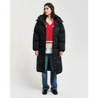 Steppmantel GANT "FULL LENGTH DOWN COAT", Damen, Gr. XXL, schwarz, Web, Obermaterial: 100% Polyamid. Futter: 55% Polyester, 45% Viskose. Ärmelfutter: 55% Polyester, 45% Viskose, casual, ca. Mitte Wade, Langarm elastischer Bund, Mäntel