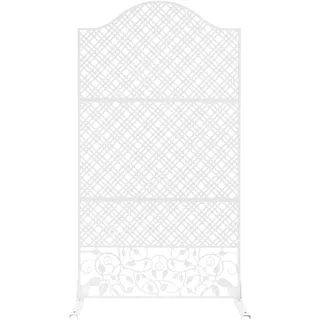 Trennwand Raumteiler 100 x 185 cm Freistehend Metall Sichtschutz Outdoor Indoor Raumtrenner für Garten Terrasse Arbeitszimmer (Weiß)