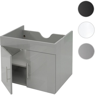 Waschbeckenunterschrank HWC-D16, Waschtischunterschrank Waschtisch Unterschrank Badm√∂bel, MVG hochglanz 60cm ~ grau