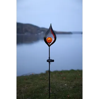 Star Trading Solarleuchte Glas 70 cm inkl. Dämmerungssensor orange/schwarz