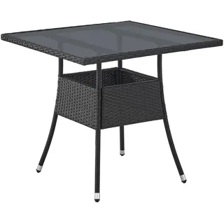 Juskys Polyrattan Gartentisch Yoro Quadratisch Schwarz 80x80 cm