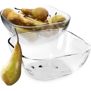 Kadax - Glasschüssel, eckige Obstschale aus robustem Glas, 20cm, 2 stück