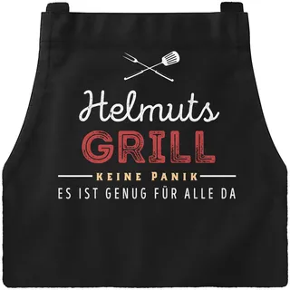 MoonWorks® Personalisierte Grill-Schürze mit Name [Wunschename] Grill - Keine Sorge, es ist genug für alle da Spruch Schwarz unisize - Einheitsgröße