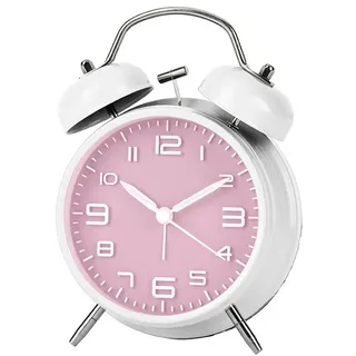 IvoQ Rosa Retro Wecker – Extra Laut – Stilvoll & Praktisch – Ohne Tickgeräusch