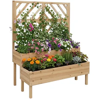 Relaxdays Blumenkasten mit Spalier 109 x 135 x 62 cm Braun