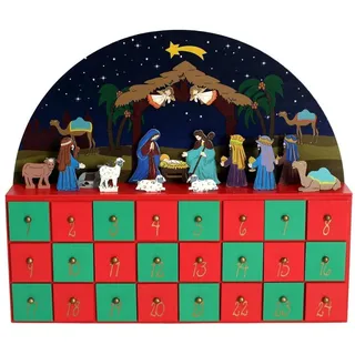 LuxusKollektion Adventskalender Adventskalender Holz Krippe Tischdekoration Countdown bunt