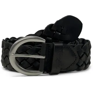 Tom Tailor Flechtgürtel Leder 4 cm schwarz 80