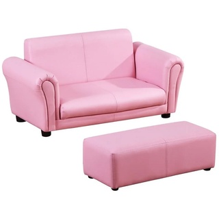 HOMCOM Sofa Kindersofa mit Hocker rosa