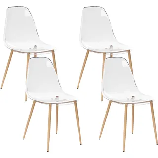 Beliani Esszimmerstuhl Takilma transparent/braun 4er Set