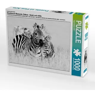 CALVENDO Puzzle Ein Motiv aus dem Kalender Emotionale Momente: Zebras - black and white. 1000 Teile Lege-Größe 64x48cm Foto-Puzzle für glückliche Stunden