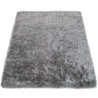 Paco Home Glamour 300 Hochflorteppich 60 x 100 cm Grau