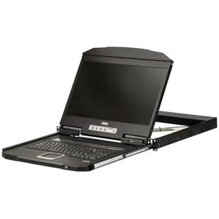 ATEN CL3700NW DE Kurze Tiefe Single Rail 18,5"-LCD Konsole (USB HDMI), DE-Layout