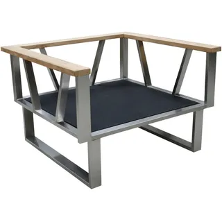 Zebra  Loungesessel Belvedere, Grau, Teak, Holz, Metall, Textil, Teakholz, massiv, Kufe, 89.5x59x82.5 cm, Loungemöbel, Lounge-Sessel