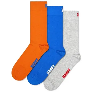 Happy Socks Tagessocke Crew Solid 3 Paar Blau 36-40
