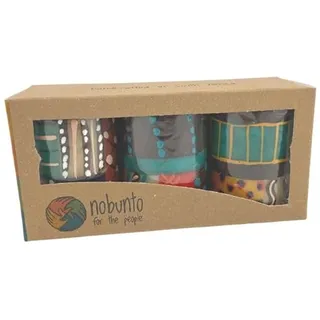 Nobunto Kerzen - Makini - Fair Trade Kunstkerze aus Südafrika - Handbemalte Geschenkkerze - Afrikanische Kerzensets - Bunte Stabkerzen - Weihnachten - Ostern (3er-Set Stumpenkerzen 5x7cm)