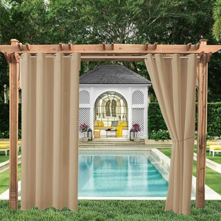 Vorhang im Freien UV-Privatsphre wasserdicht Vorhang für Veranda Balkon Pergola, 1 Panels Garden Patio Pavillon Sonnenschutz-Verdunkelungsvorhnge, Tülle für Veranda Cabana Dock